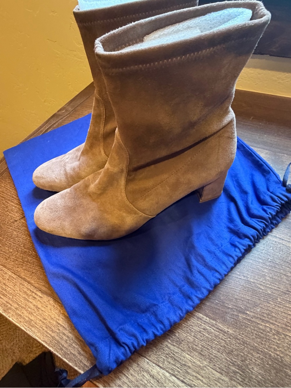 Stuart Weitzman Suede Ankle Boots in Taupe